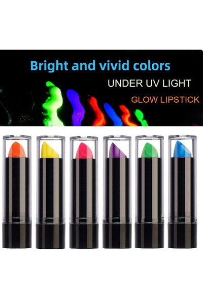 Go İthalat Ruj neon UV care strălucește în întuneric, pictură facială, 6 bucă...