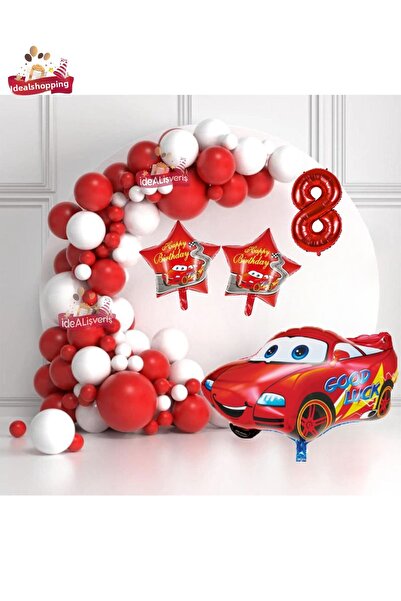 Bkmc Star Car 8 Years Old Red and White Concept Birthday Party Set with Foil ...