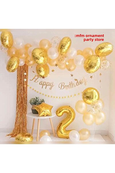 MFM Set de baloane din folie de aur pentru ziua de naștere, parte a 2-a anive...