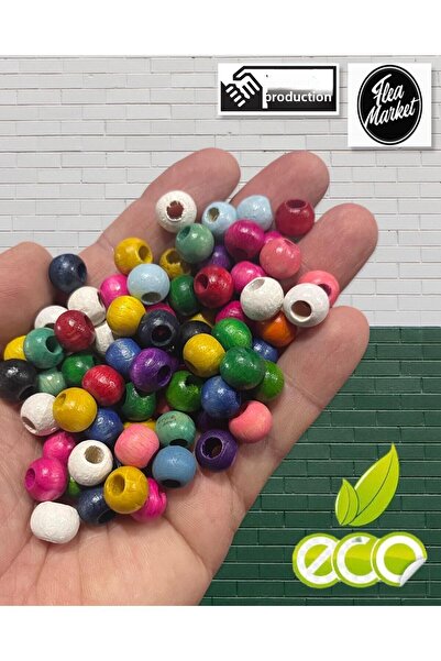 Selin Mini pachet de 50 gr - margele de lemn de culori mixte de 10 mm - (Ort ± 110 - 150 bucăți)