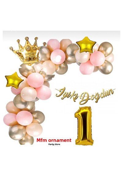 MFM Set de baloane cu lanț de lux, cu numărul 1, pentru petrecere, 100 cm dim...