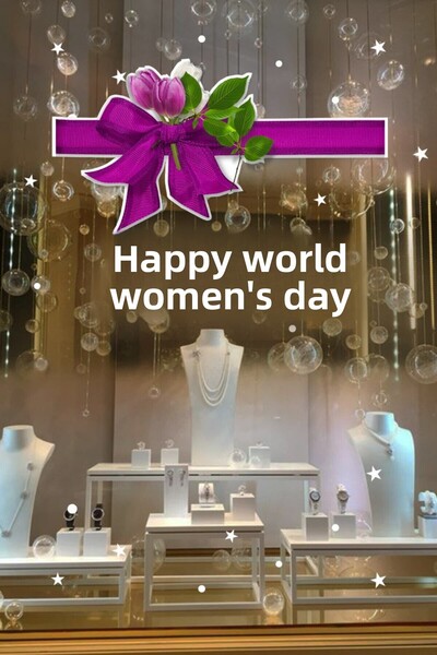 New Jargon Autocolant din sticlă pentru vitrină cu panglici mov și mesajul „L...