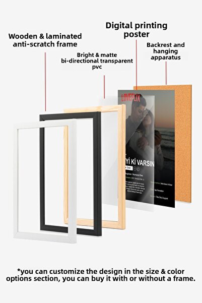 Postifull Valentine's Day Concept Gift, Special Wooden Painting for Lover, Netflix Poster Ii, No:007