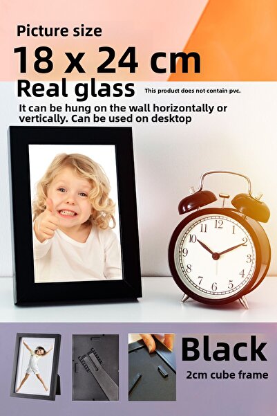 CreaWitch إطار صورة مكعب مقاس 20 مم مقاس 18 × 24 سم مع مسند ظهر قائم أو تعليق على الحائط