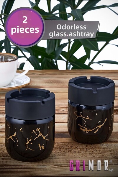 grimorlife 2 Pieces Black Bronze Marble Patterned Decorative Glass Odorless A...