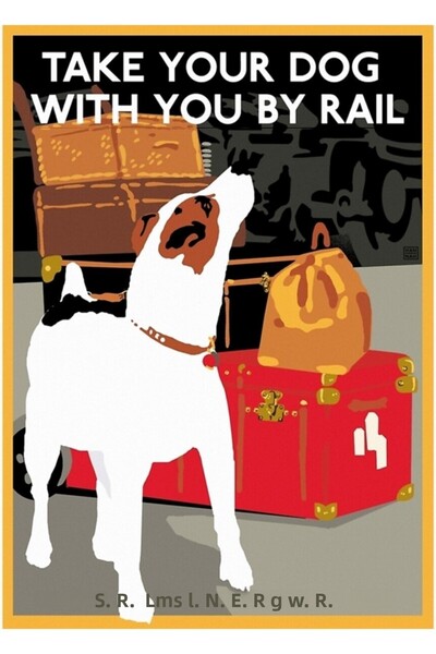 Universal Τζακ Ράσελ Τεριέ Ταξιδεύοντας με Σκύλο και Τρένο Αφίσα Ζωγραφική Ξύ...