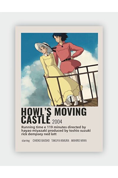 fırsatlar diyarı Carte de informații despre animele Castelul în mișcare a lui Howl Poster minimalist