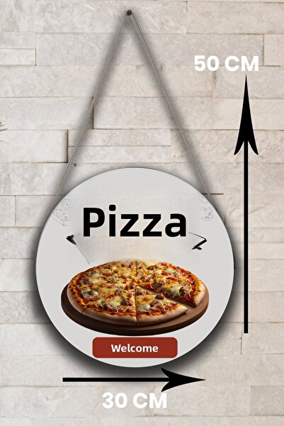 Nod Single Sided Welcome Sign for Pizza Hall, Pizza Shop Door Wall Painting Board Ornament Decor