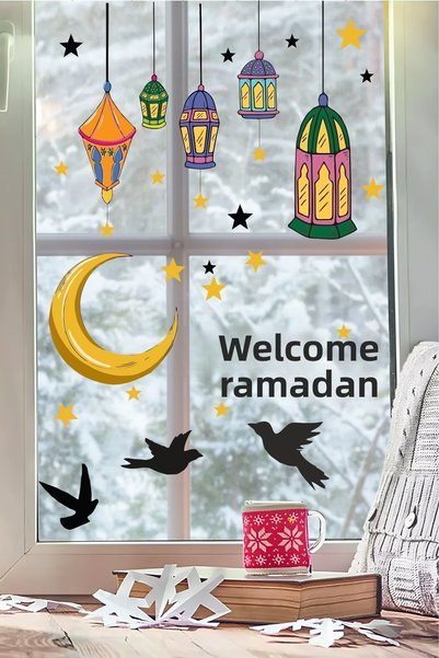 Grafikup Ramadan Themed Glass Wall Welcome Ramadan Sticker Set