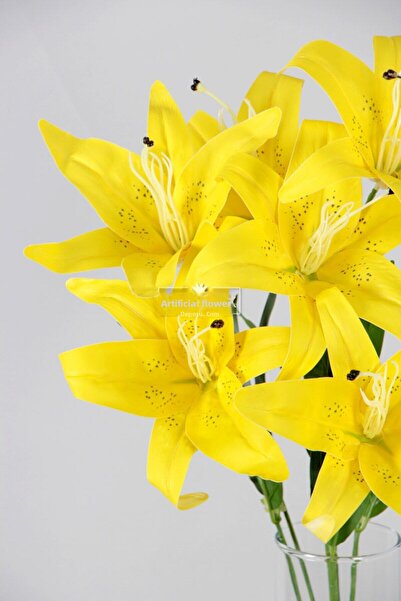 Yapay Çiçek Deposu Изкуствени цветя 7-парче мокър букет от лилии, жълт