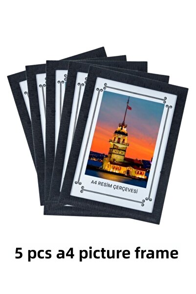 AS TİCARET Photo Frame World PVC Glass A4 Frame 5 Pack (COLOR: BLACK)