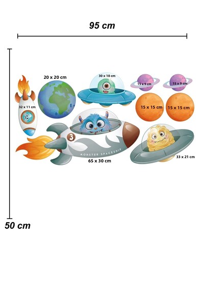 Sepet Yıldızı Monsters Cute Monsters - 95x50 Cm Wall Sticker