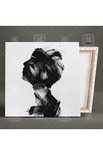 SML TABLO Brushstroke Siluetă masculină cu cerneală neagră Pictură pe pânză pătrată