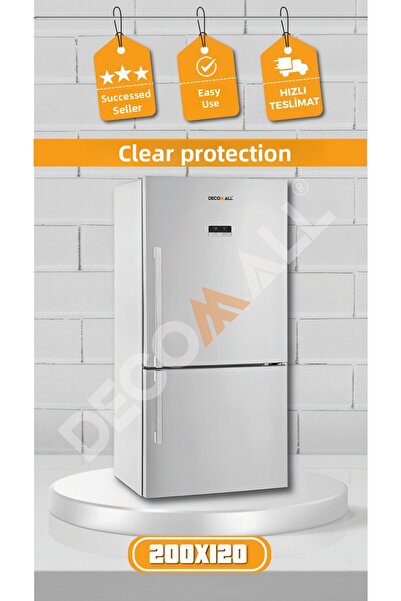 DECOMALL Frigider cu protecție transparentă albă - cu dulap de podea, finisaj...