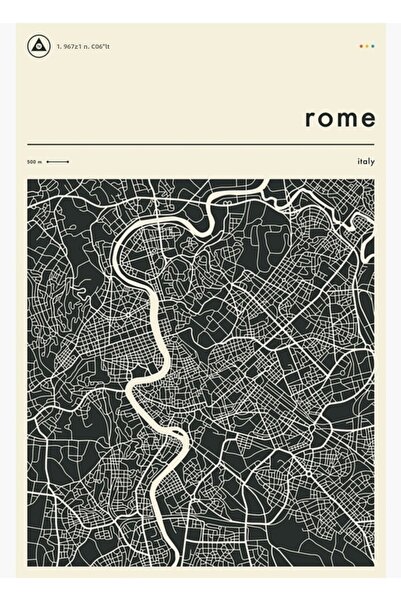 Universal Tablou cu harta Romei Poster decorativ din lemn