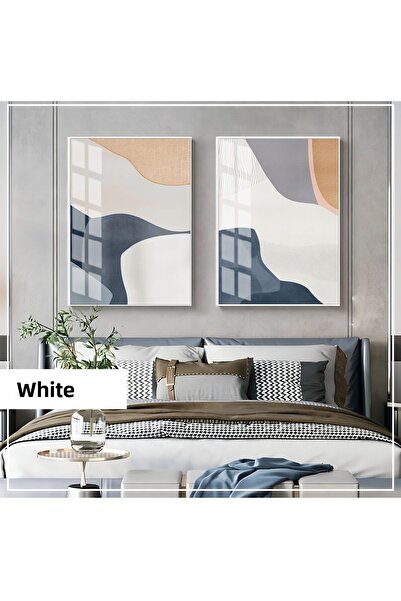 Harikabirev HARİKABİREV | ABSTRACT | COMBINAT DE ABSTRACTE ALBASTRU MARIN GRADUAT | TABLO DE STICLA CU CADRU 2 PIESE VERTICAL