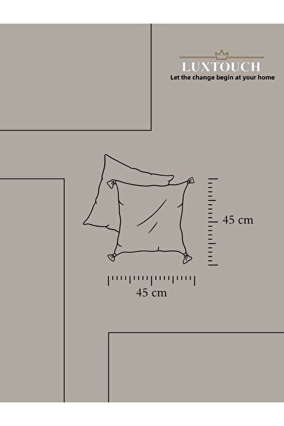 Lux Touch Vera Beige ZiPPered Tasseled Pillow Cushion Cover - 45 x 45 cm 2-Piece PomPom Throw Pillow