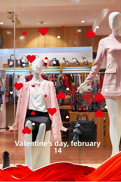 New Jargon Un detaliu rafinat și inimioare Autocolant pentru vitrină din stic...