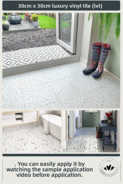 Technojet Αυτοκόλλητο Μοντέρνο Σχέδιο Κάλυμμα Τοίχου Δαπέδου Μπάνιου Κουζίνας 30cm×30cm (Συσκευασία 4)