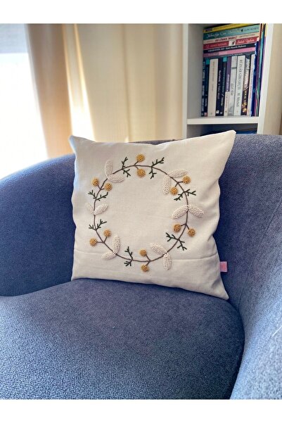 Les Passent Изпрана ленена бохемска възглавница с фигово мотивче