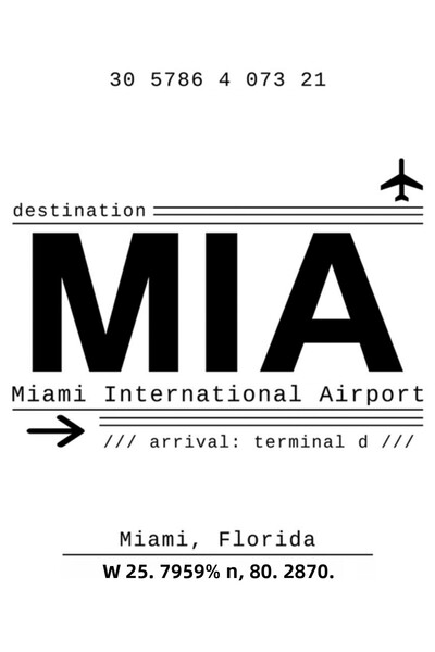 Universal Mıa Miami International Airport Call Letters Chart Poster din lemn ...