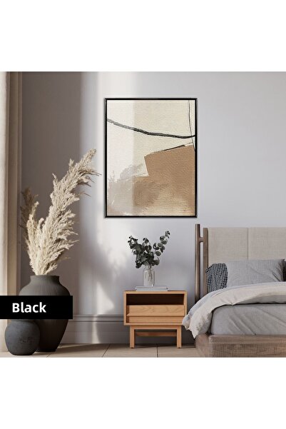 Harikabirev HARİKABİREV | SOYUT | BEJ-EKRU MODELUL ABSTRACT 01 | TABLO CU CADRU DIN STICLĂ TEMPERATĂ, SIMPLE, VERTICALĂ