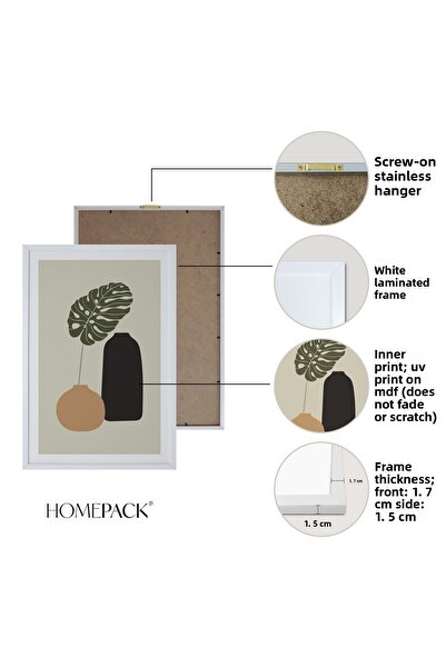 HOMEPACK Set cadru laminat alb 3 piese Pictură Hpn051