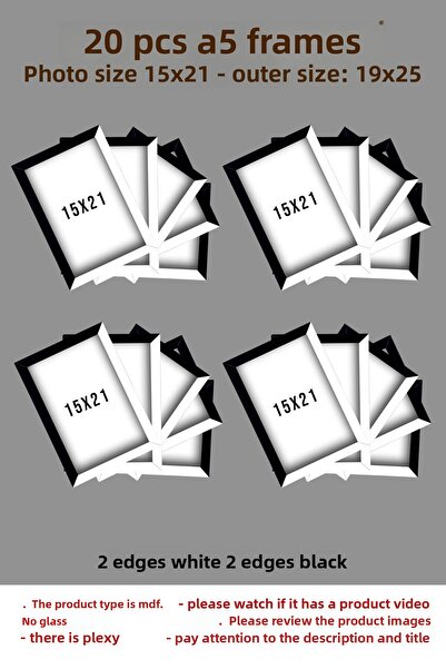 yhfoto 20 Pieces 15x21 Photo Frame - 20 Pieces A5 MDF Frame