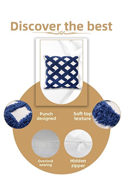 ÖZENEV Punch Design Bohemian Patterned Decorative Throw Pillow Cover 45x45 Cm Ethnic Authentic Poncho