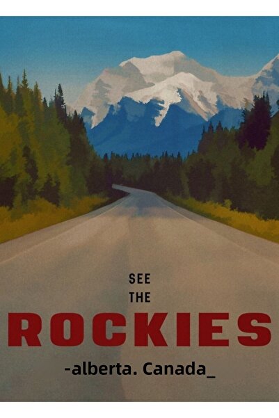 Universal Munții Stâncoși Canada Poster de călătorie Tablou Poster din lemn d...