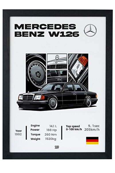 gxe.art Мерцедес Бенц W126 1992 Модел автомобил Серия Специален дизайн Черна ...