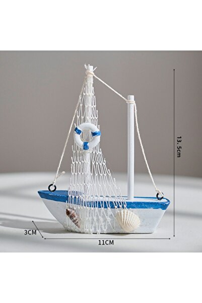 Choice عوامة إنقاذ 1 قطعة صغيرة على شكل قارب شراعي بحري خشبي أزرق اللون بتصمي...
