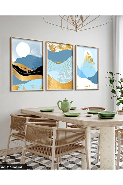 Evinemoda Abstract Mountain Visual 3 Piece Wooden Framed Painting Act