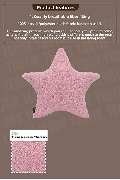 mordesign Set of 3, Teddy Fabric Soft Textured Decorative Pillow, Filled Gift Pillow (Square, Heart, Star)