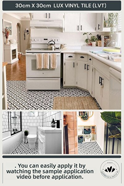 Technojet Self Adhesive Modern Design Kitchen Bathroom Floor Wall Covering 30cm×30cm(Pack of 4)