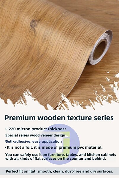 Technojet Self Adhesive Textured Wood Look Premium Kitchen Wall Cabinet Finish 60Cmx100Cm