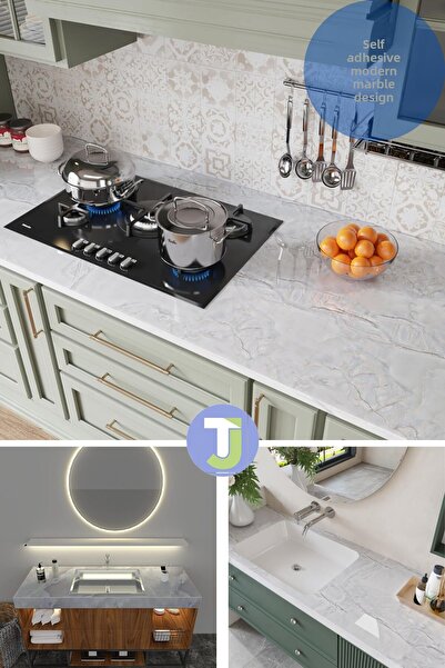 Technojet Self-adhesive Marble Pattern Foil Kitchen Bathroom Countertop Wall Table Covering 60cmX300cm