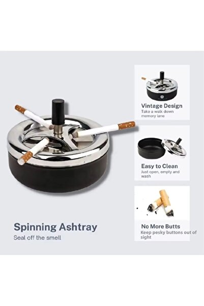 hediyeconcepti Μεταλλικό τασάκι Στρογγυλό Περιστρεφόμενο Αυτοκαθαριζόμενο Τασ...