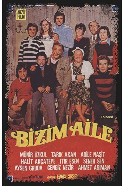 hediyeniburadabul Η Οικογένειά μας - Ξύλινη αφίσα Yeşilcam Nostalji Retro