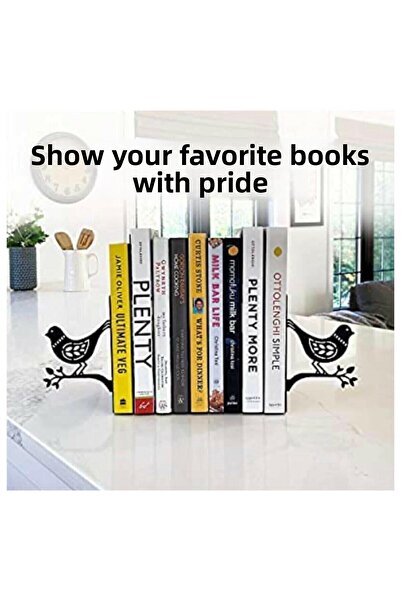 MAVİ TREND Διακοσμητικό μεταλλικό μαύρο στήριγμα βιβλίων με σχέδιο πουλιών, σ...