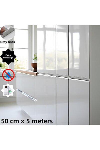 GRAFİTACK Folie de acoperire pentru mobilier și dulap alb strălucitor (gri pe...