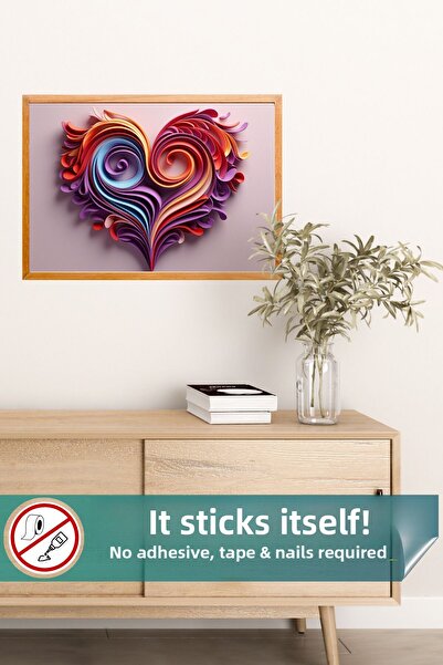 Evbuya Πολύχρωμη αφίσα καρδιάς χωρίς κόλλα, στατική αφίσα από έξυπνο χαρτί Inovaitf