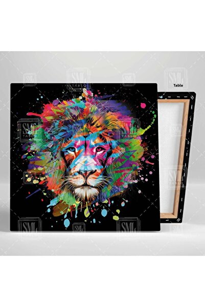 SML TABLO Σετ 2 ζωγραφικής σε καμβά Lion and Tiger Double Square Combination από λάσπες βαφής
