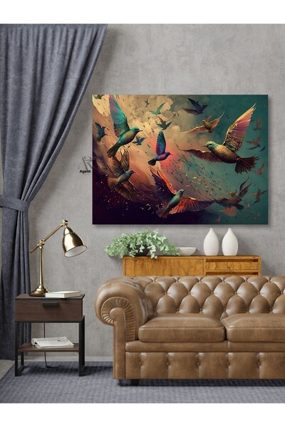 AR AJANS KANVAS TABLO DANSE PE cer Păsări colorate Pictură decorativă pe pânză