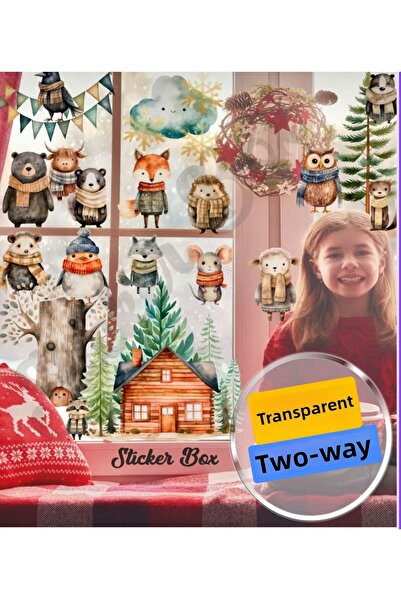 Think And Print Διαφανές αυτοκόλλητο διπλής όψης για γυαλί Χριστουγεννιάτικο ...