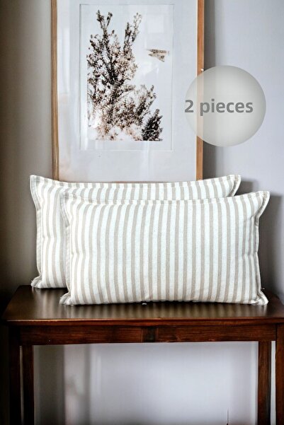 Chintar Modern 2-Piece Brown Striped Cotton Decorative 30X50 cm Pillow/Pillow...