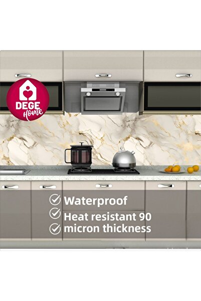 DEGE HOME Kitchen Countertop Marble Pattern Adhesive Foil 65X200 cm