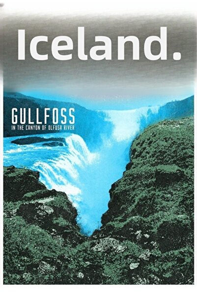 Universal Διακοσμητική ξύλινη αφίσα με εικονογράφηση του καταρράκτη Γκούλφος ...