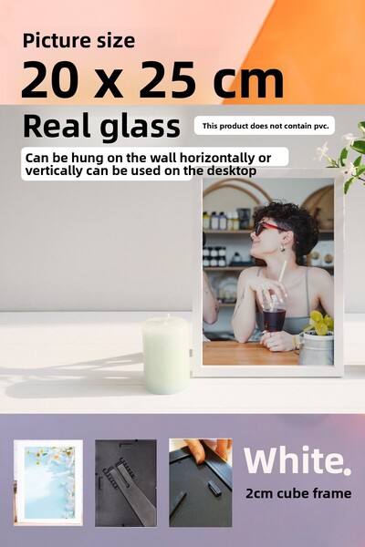 CreaWitch 20mm Frame - Real Glass Photo Picture Frame with Stand or Wall Hanging Horizontal-Vertical