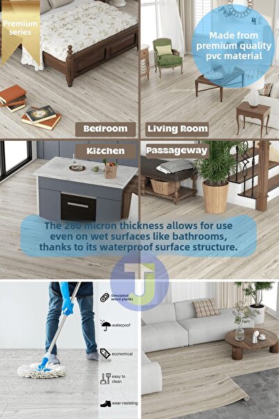 Technojet Premium Textured Hardwood Pattern Floor - Kitchen, Wall and Cabinetcovering 60Cmx300Cm